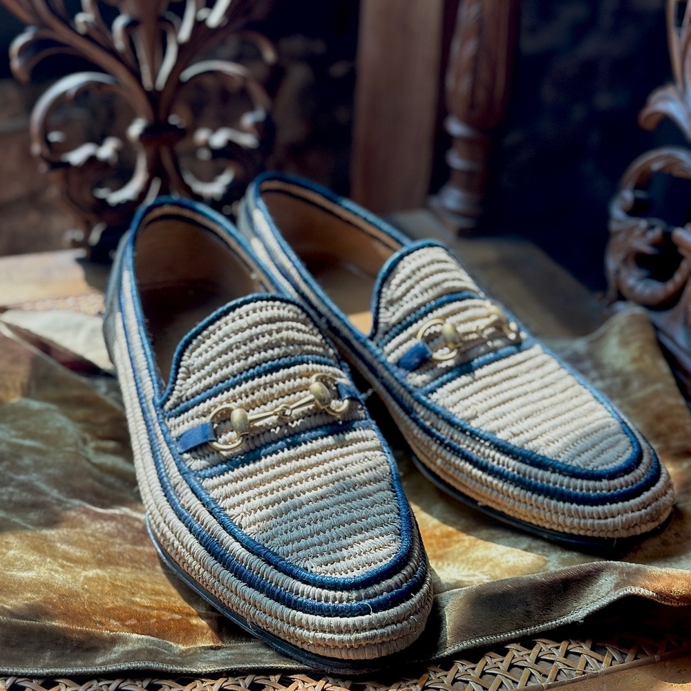 Rare Gucci Men's raffia summer loafers